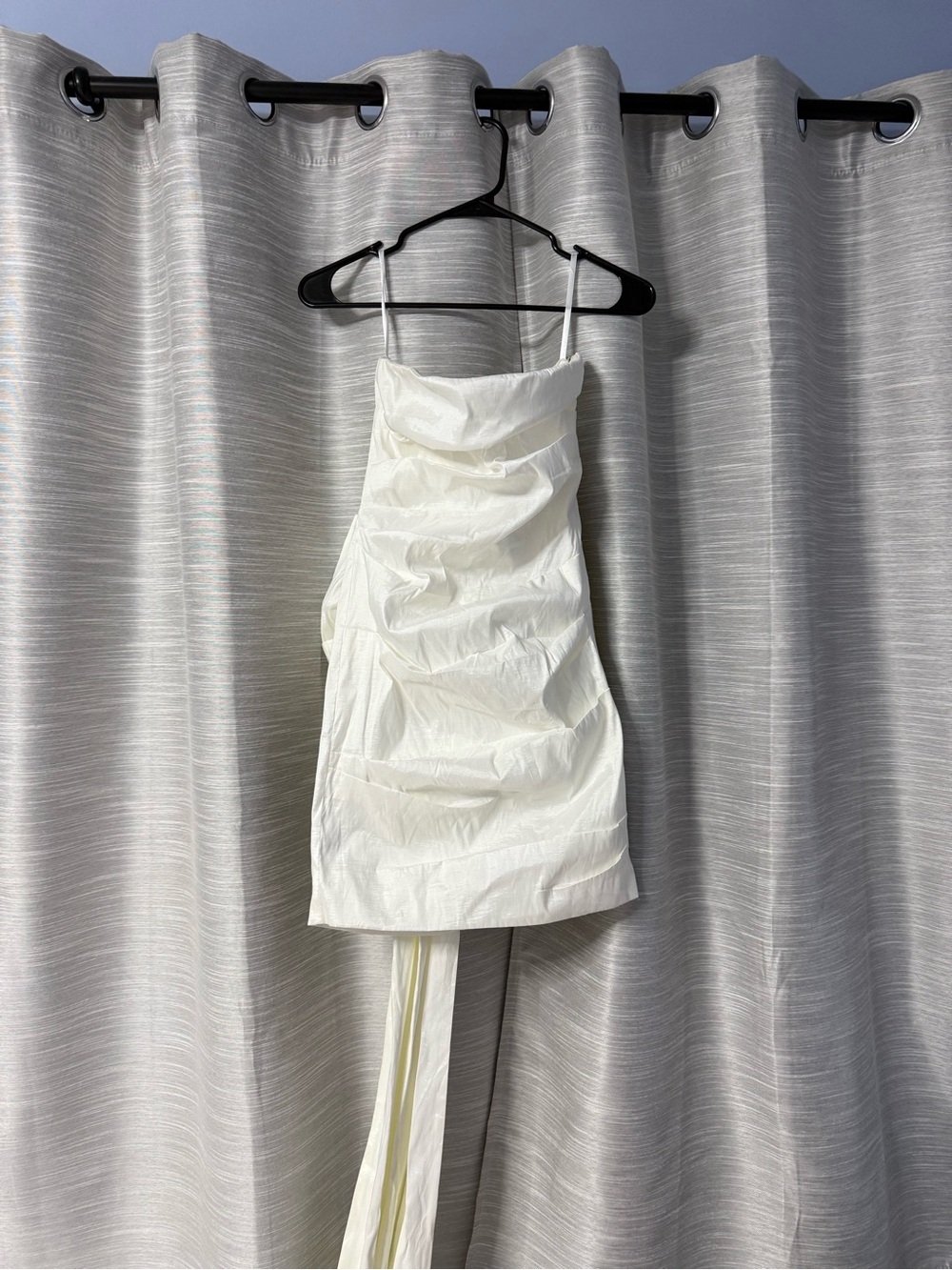 Lovely Day White Ruched Mini Dress